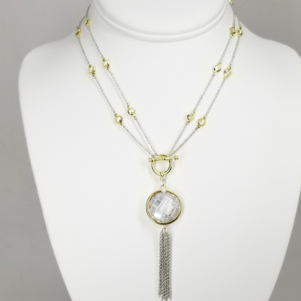 2 Ways Tassel CZ by the Yard Necklace NWT - Picture 1 of 12